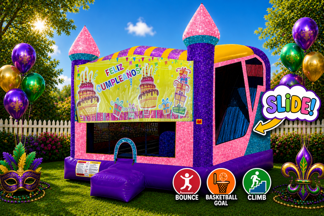 Feliz Cumpleanos 4in1 Combo Bouncer Pink