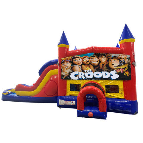 The Croods Double Lane Water Slide with Bounce House