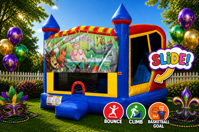 Happy Birthday Animals 4in1 Inflatable Bounce House