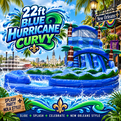 22 Ft. Blue Hurricane curvy Double Lane Water Slide