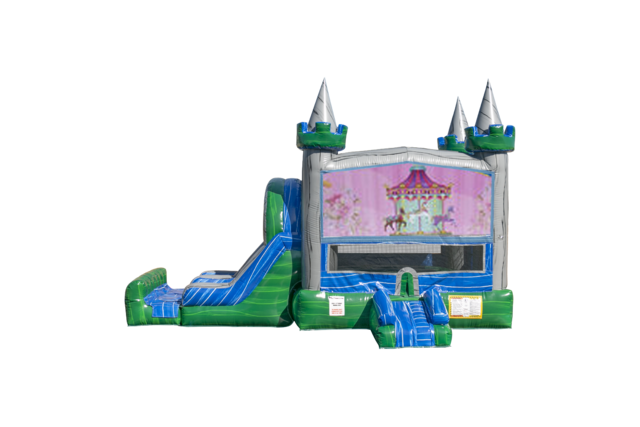 Carousel Emerald combo Double Lane Wet/Dry with Bounce House