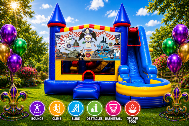 Armed Forces Inflatable Bounce House Combo 7in1