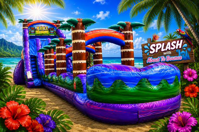 24 Ft. Double Lane Purple Hurricane Water Slide with slip and slide rental