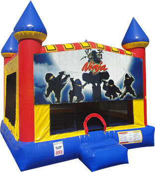 Ninjas Inflatable bounce house with Basketball Goal