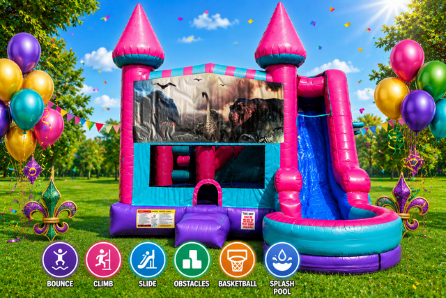 Dinosaurs (2) Inflatable Pink Combo 7in1
