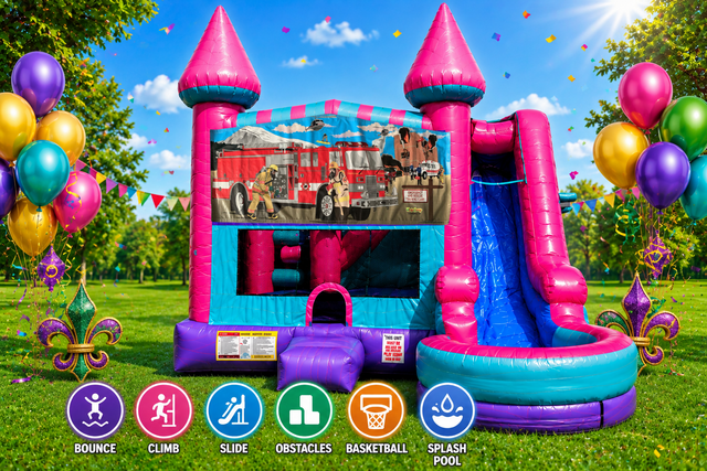 Firemen Inflatable Pink Combo 7in1