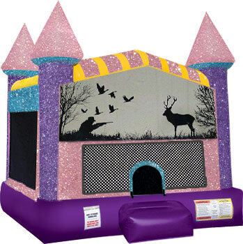 Hunting Inflatable bounce house with Basketball Goal Pink