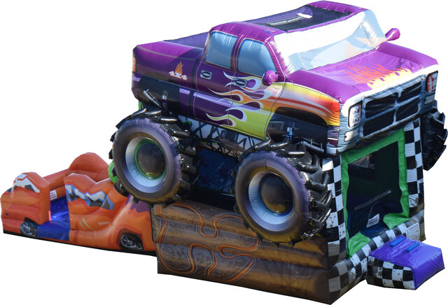 1-Monster Truck 3 in 1 water slide/Dry slide combo Bounce House rental
