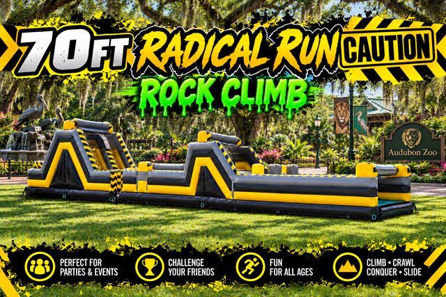 70 Ft. Radical Run Caution Obstacle Course Interactive(40ft & rock climb)