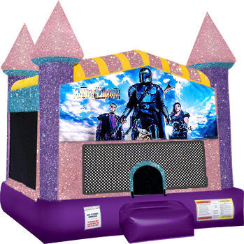 The Mandalorian Inflatable bounce house with Basketball Goal Pink