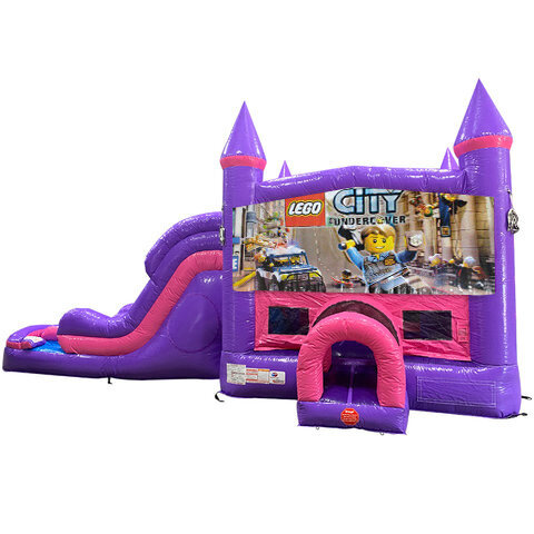 Lego City Dream Double Lane Wet/Dry Slide with Bounce House