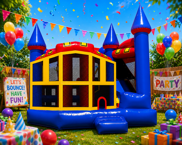 A 5in1 Inflatable Bounce House Combo