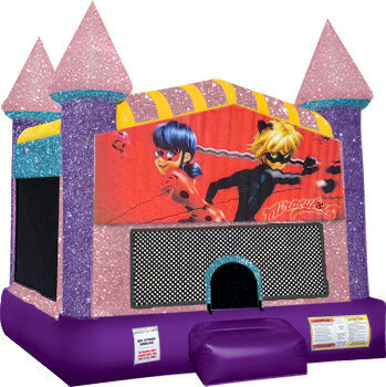 Miraculous Ladybug Inflatable bounce house with Basketball Goal Pink