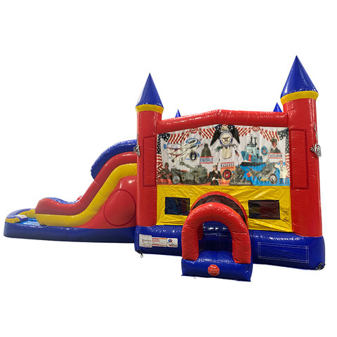 Armed Forces Double Lane Dry Slide with Bounce House
