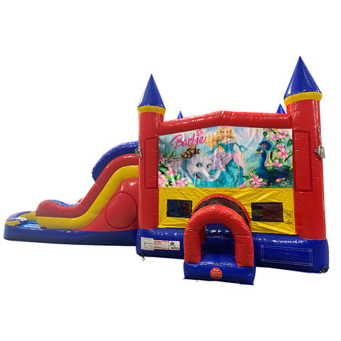 Barbie Double Lane Dry Slide with Bounce House