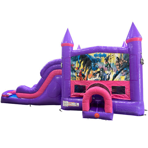 Batman Dream Double Lane Wet/Dry Slide with Bounce House