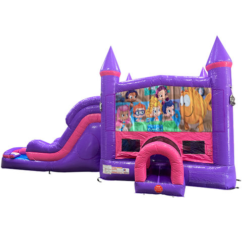 Bubble Guppies Dream Double Lane Wet/Dry Slide with Bounce House