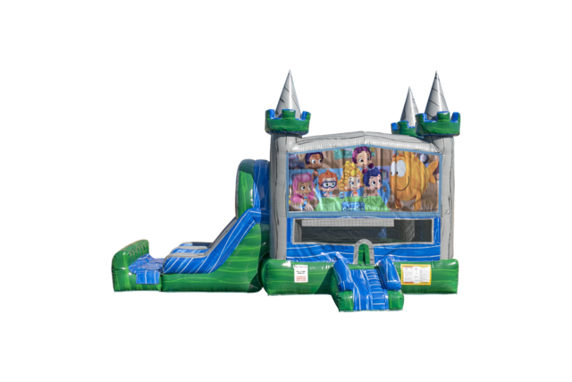 Bubble Guppies Emerald combo Double Lane Wet/Dry with Bounce House