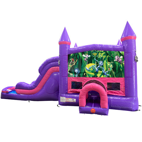 Bugs Life Dream Double Lane Wet/Dry Slide with Bounce House