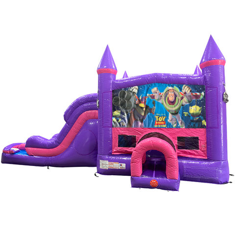 Buzz Lightyear Dream Double Lane Wet/Dry Slide with Bounce House