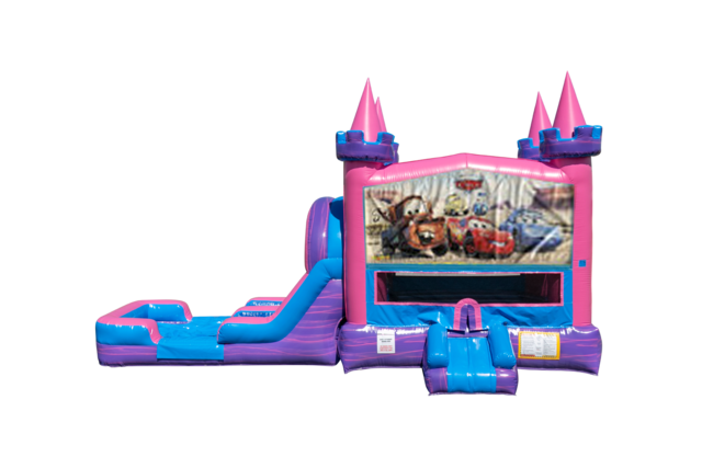 Cars Lucky princess combo Double Lane Wet/Dry with Bounce House 