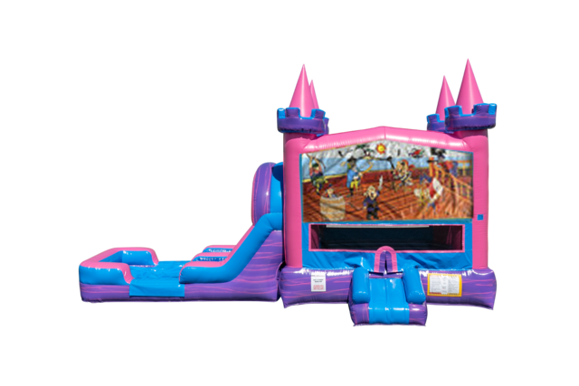 Pirates Lucky princess combo Double Lane Wet/Dry with Bounce House 