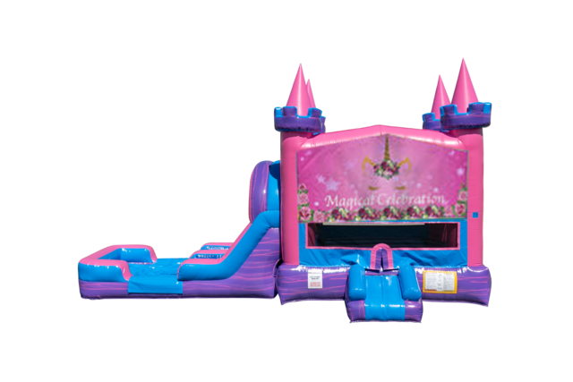 Unicorn Magical Lucky princess combo Double Lane Wet/Dry with Bounce House 