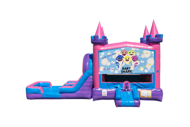 Baby Shark Lucky princess combo Double Lane Wet/Dry with Bounce House 