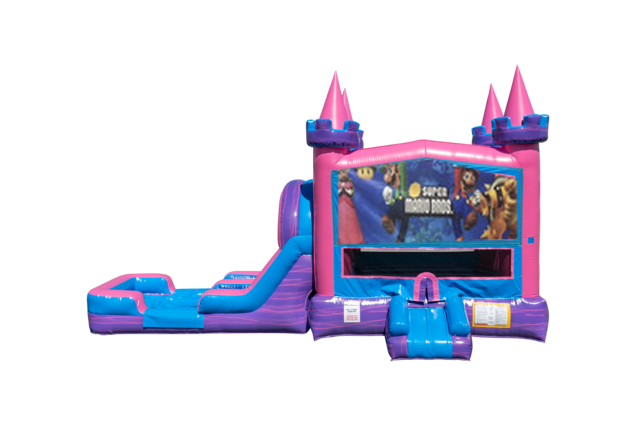 Super Mario Brothers Lucky princess combo Double Lane Wet/Dry with Bounce House 