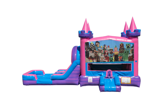 Minecraft Lucky princess combo Double Lane Wet/Dry with Bounce House 