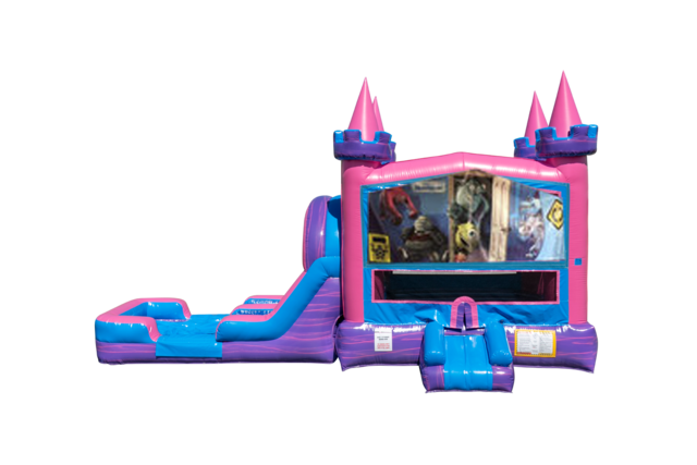 Monsters Inc Lucky princess combo Double Lane Wet/Dry with Bounce House 