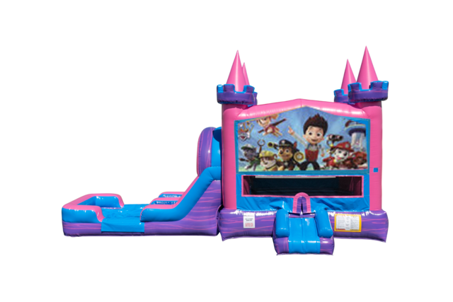 Paw Patrol Lucky princess combo Double Lane Wet/Dry with Bounce House 