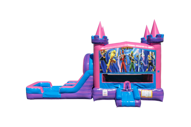 Power Rangers Lucky princess combo Double Lane Wet/Dry with Bounce House 