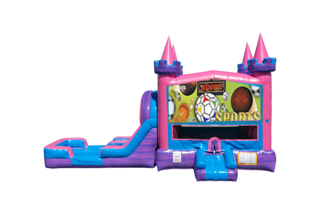 Sports Lucky princess combo Double Lane Wet/Dry with Bounce House 