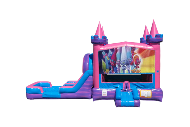 Trolls Lucky princess combo Double Lane Wet/Dry with Bounce House 
