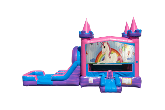 Unicorn Lucky princess combo Double Lane Wet/Dry with Bounce House 
