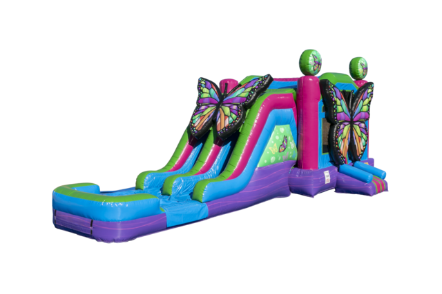 1-Butterfly 3 in 1 water slide/Dry slide combo Bounce House rental