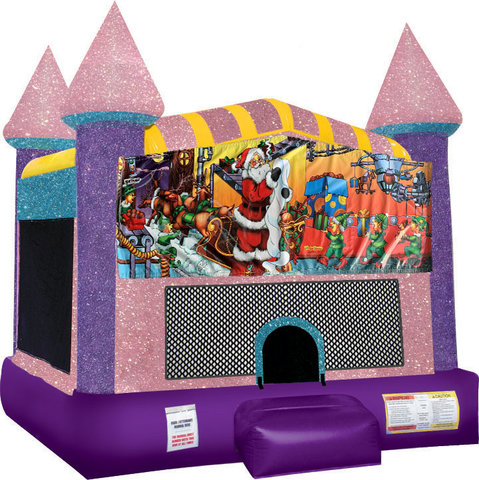 Christmas Inflatable bounce house with Basketball Goal Pink