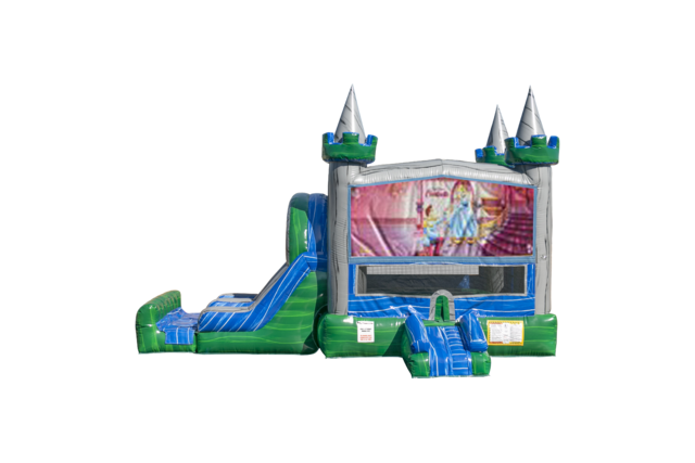 Cinderella Emerald combo Double Lane Wet/Dry with Bounce House