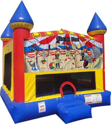 Circus Fun Inflatable bounce house with Basketball Goal