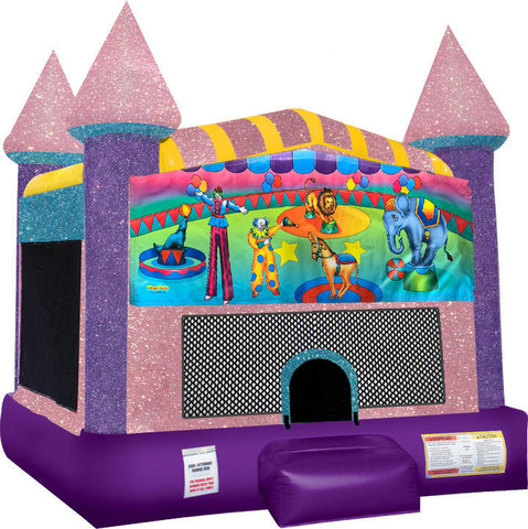 Circus Inflatable Bounce house with Basketball Goal Pink