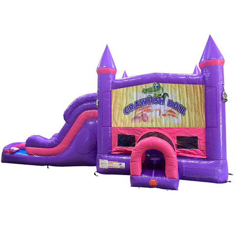 Crawfish Boil Dream Double Lane Wet/Dry Slide with Bounce House
