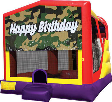 Happy Birthday Camo 4in1 Inflatable Bounce House Combo