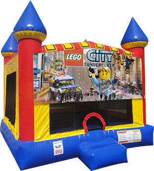 Lego City Inflatable bounce house with Basketball Goal