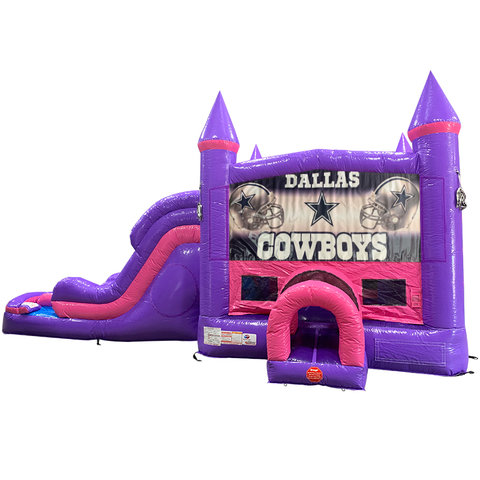 Dallas Cowboys Dream Double Lane Wet/Dry Slide with Bounce House