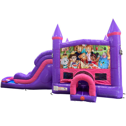 Daniel the Tiger Dream Double Lane Wet/Dry Slide with Bounce House