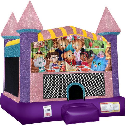 Daniel the Tiger Inflatable Bounce house with Basketball Goal Pink