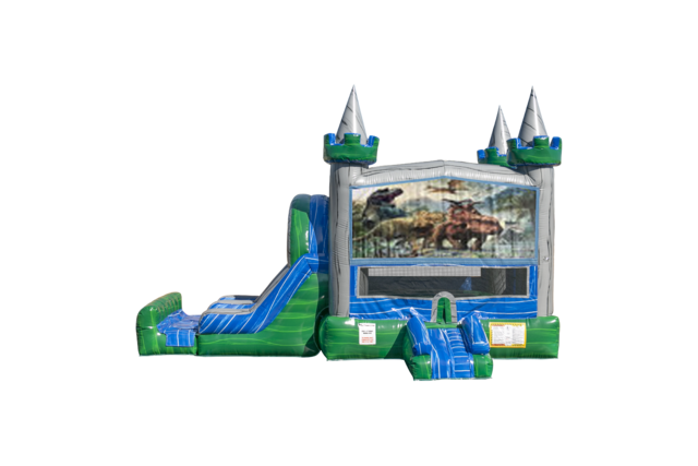 Dinosaurs 3 Emerald combo Double Lane Wet/Dry with Bounce House