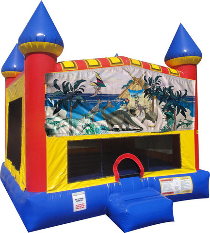 Dinosaurs Inflatable bounce house with Basketball Goal