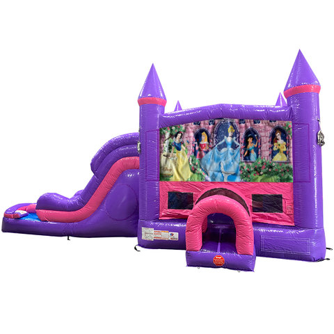 Disney Princess Dream Double Lane Wet/Dry Slide with Bounce House
